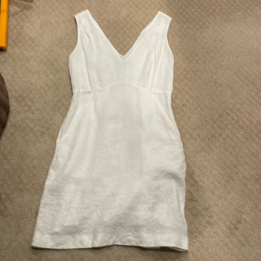 Calypso St Barth. White linen sleeveless dress.